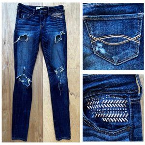ABERCROMBIE & FITCH SKINNY LOW RISE Women’s Embellished Jeans sz W24 / 00